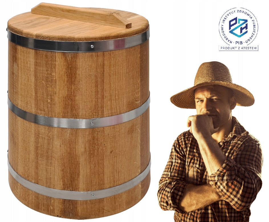 Barrel LARGE oak 50 L for pickling cabbage cucumbers Engraving with PZH Certificate