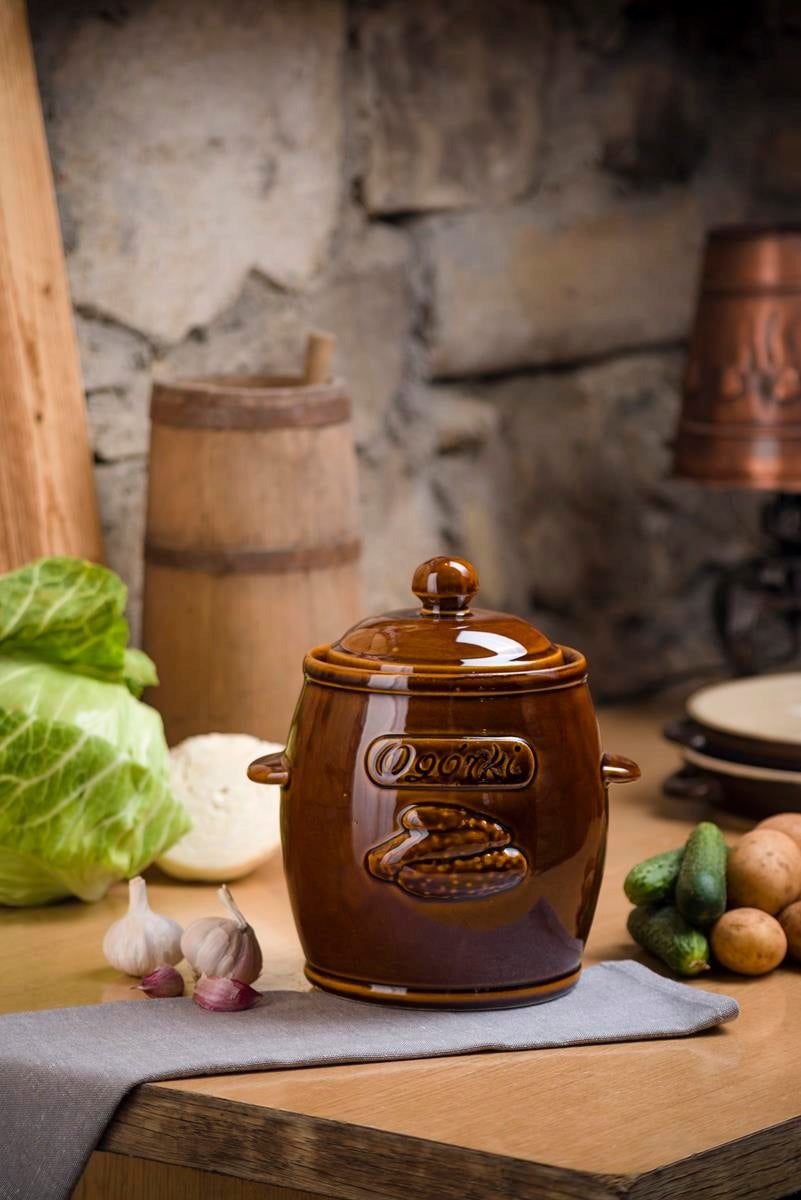 Barrel for pickling cucumbers cabbage with lid 3l. Stoneware ESKOT Stoneware Brand ESKOT