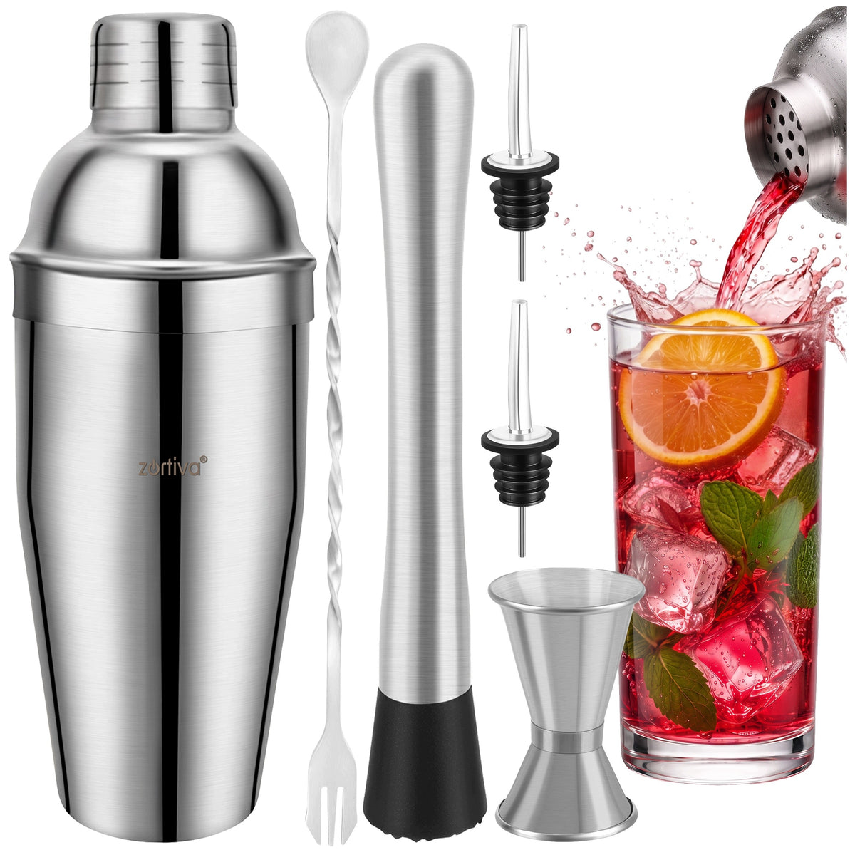 Bartending Set for Cocktail Drinks Shaker 700ml Professional 6in1 Gift