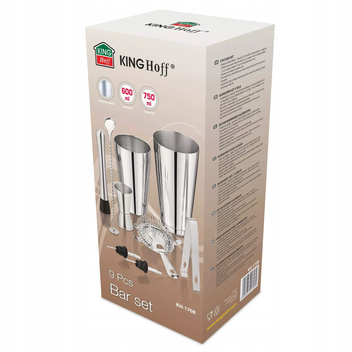 Bartending set 9 elements, steel KINGHoff Series KH-1708