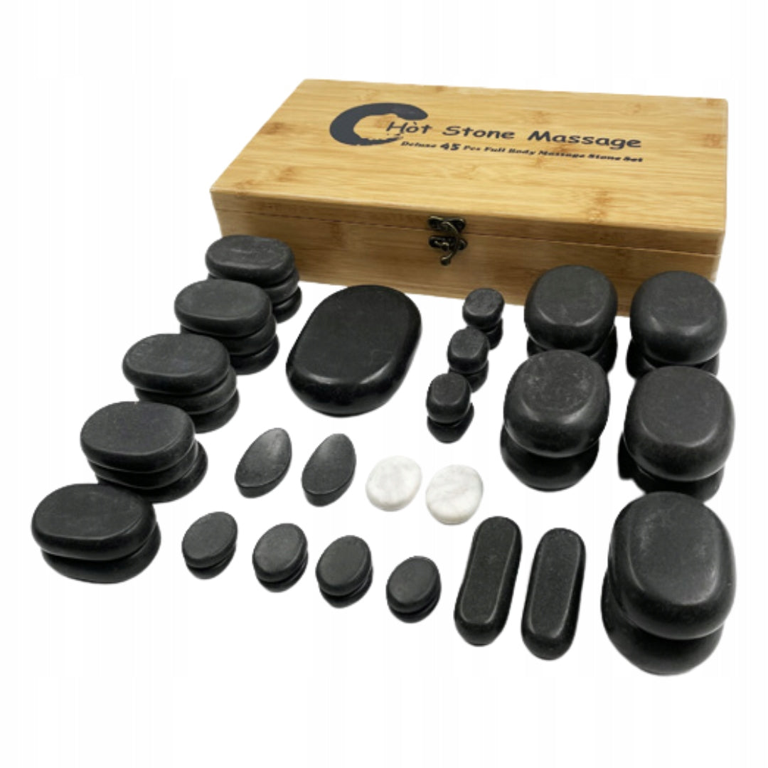 Basalt massage stone Acus Med set of 45 pcs. in wooden case