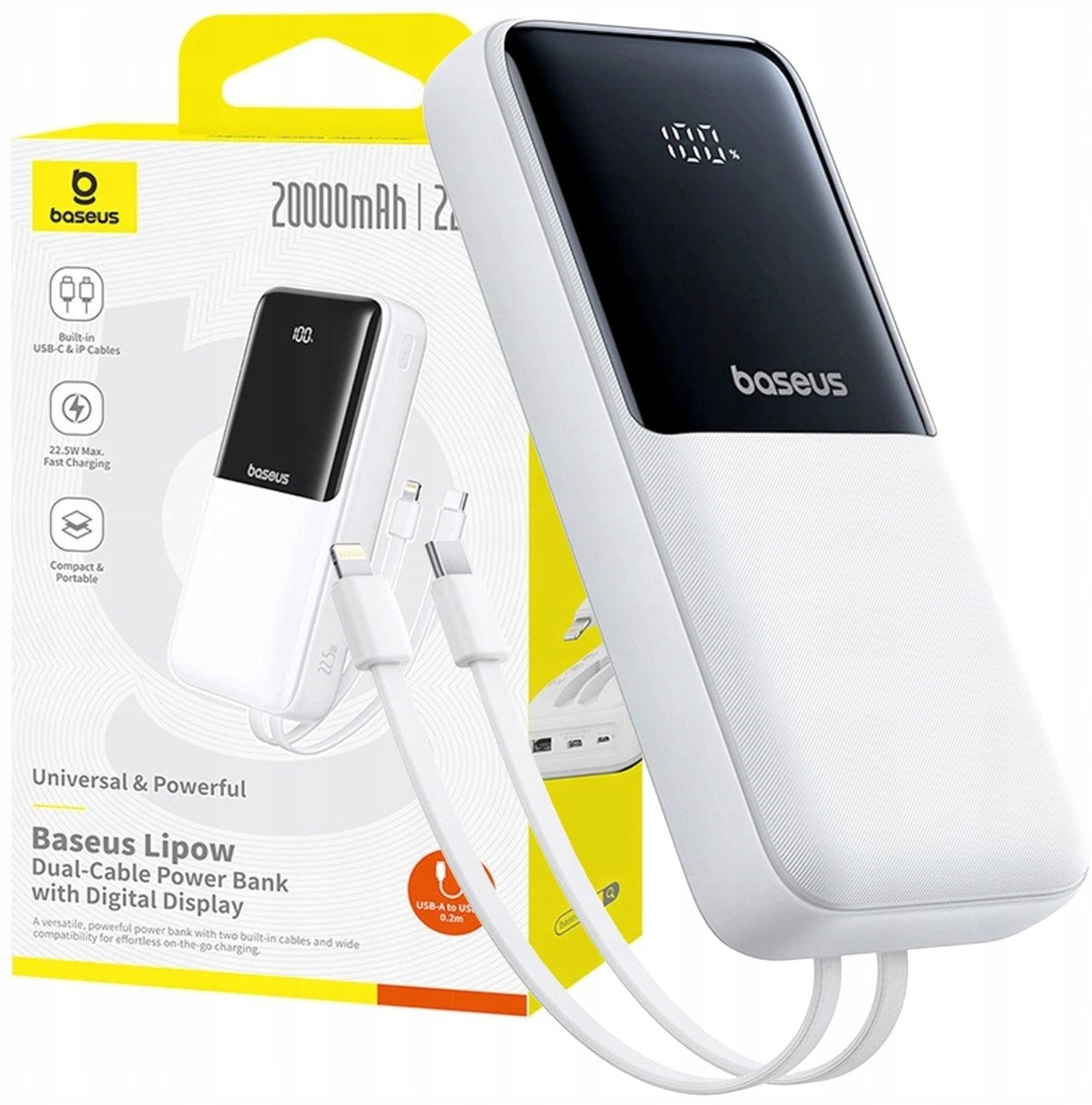 Baseus Lipow 20000mAh 22,5W with two built-in cables with additional