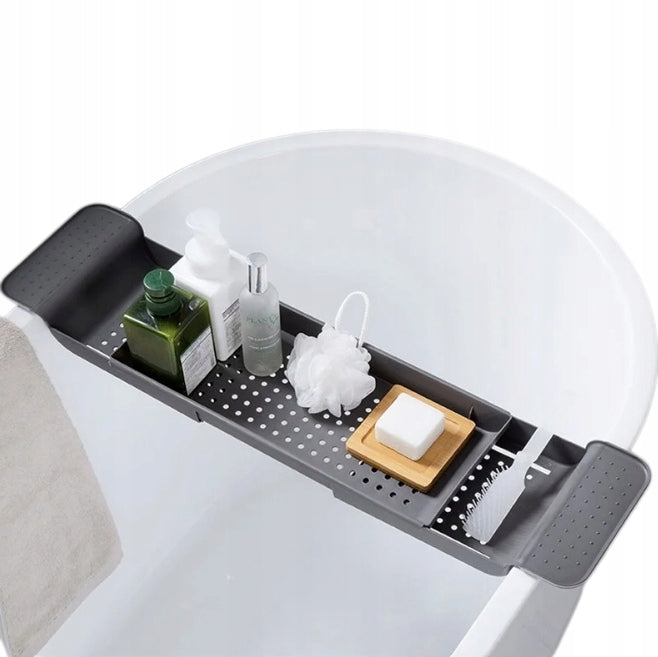 Bathroom Bathtub SHELF Organizer Sliding Tray Board Adjustable Grey