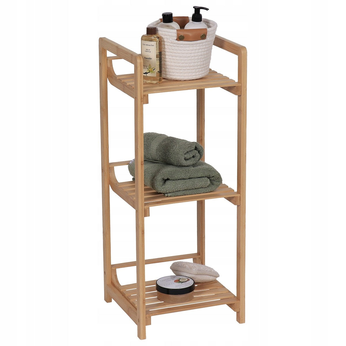 Bathroom Cabinet 3-Tier Bookcase for Cosmetics Bamboo Towels Narrow Brand no brand