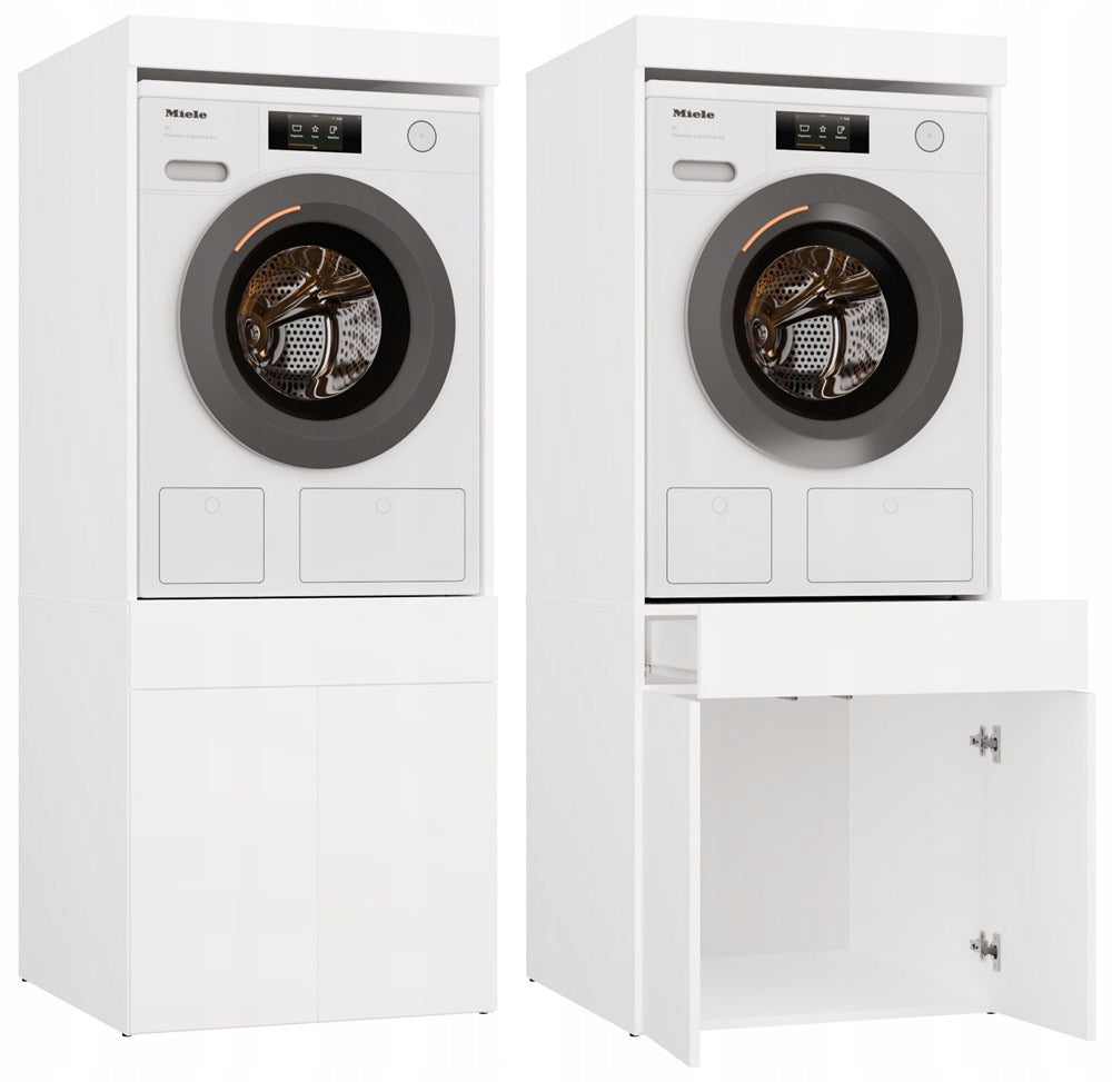 Bathroom Cabinet For Washing Machine Or Dryer FIELD TWIN 1S WHITE Bookcase Drawer