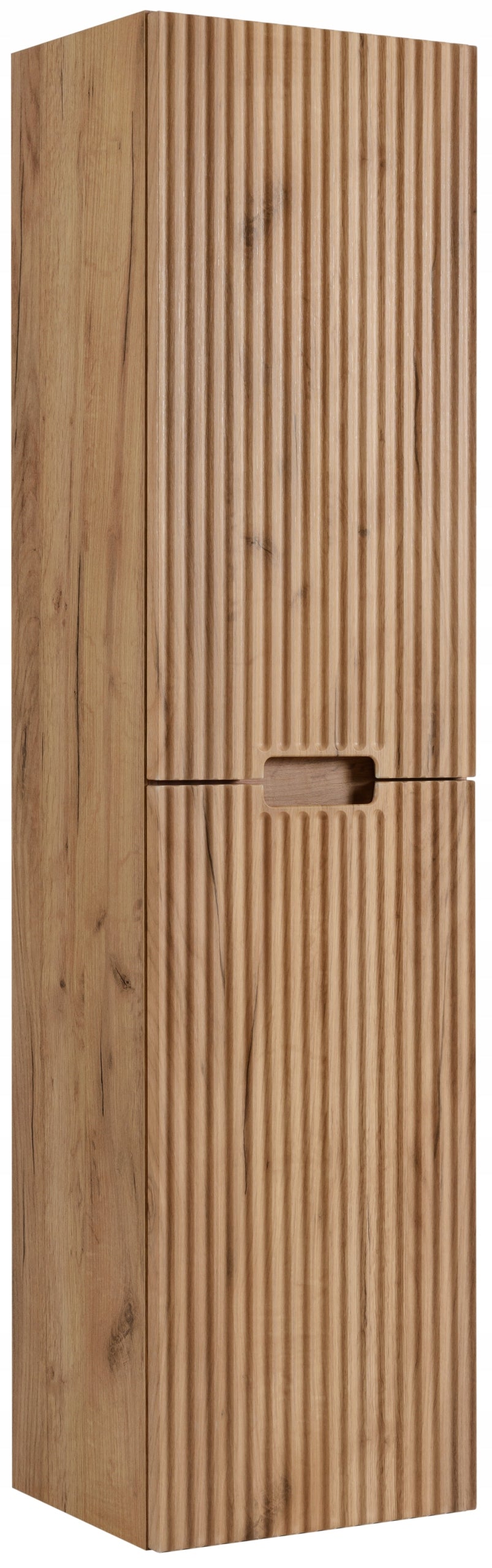 Bathroom Cabinet Hanging Post Oak 136 Cm GROOVED MDF Fronts 2x Door