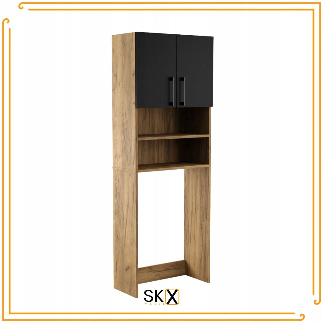 Bathroom Cabinet Over Washing Machine Dryer Post Bookcase Household Appliances Oak Black EAN (GTIN) 5903796704464