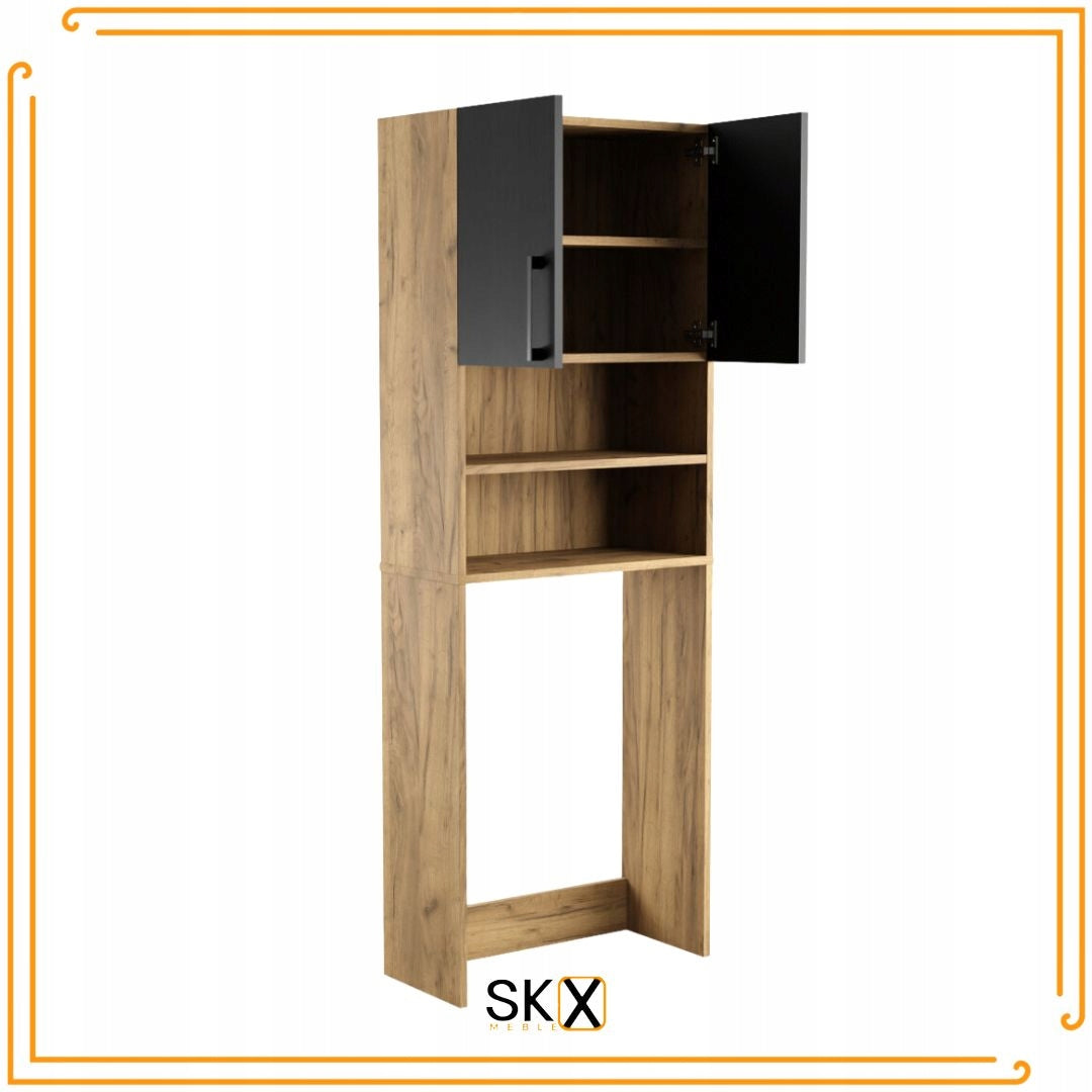 Bathroom Cabinet Over Washing Machine Dryer Post Bookcase Household Appliances Oak Black Manufacturer code BELLA_ZC_CZ180x66x30CZS