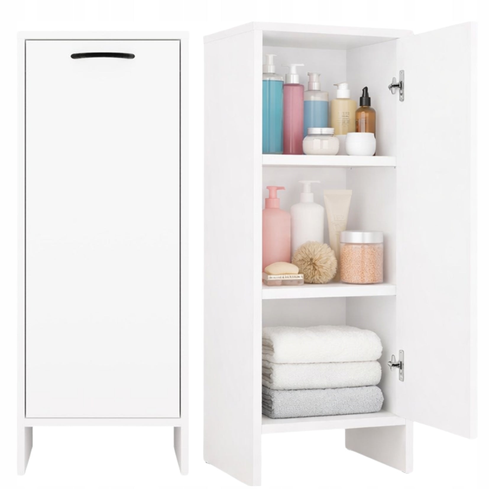 Bathroom Cabinet Standing Narrow 35cm White Bookcase Post Shelves For Bathroom