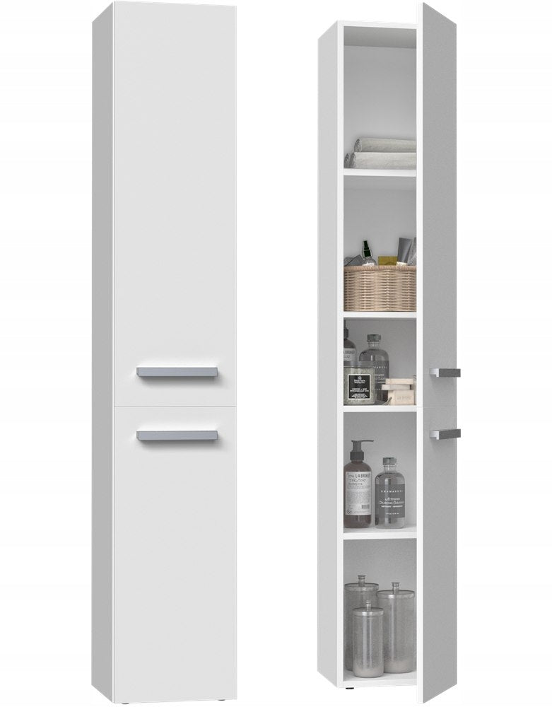 Bathroom Cabinet Standing with Shelf Narrow Post Bathroom Rack White