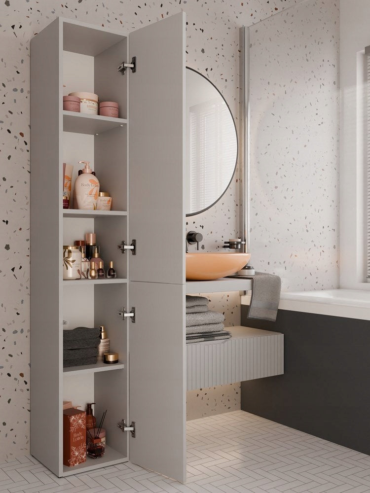 Bathroom Cabinet Standing with Shelf Narrow Post Bookcase Cashmere Beige Narrow Manufacturer code Szafka Beżowa Łazienkowy Stojący Do Łazienki
