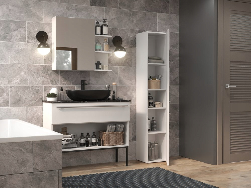 Bathroom Cabinet Standing with Shelf Narrow Post Bookcase White Gloss Narrow Manufacturer code Szafka Biała Łazienkowy Stojący Do Łazienki 5