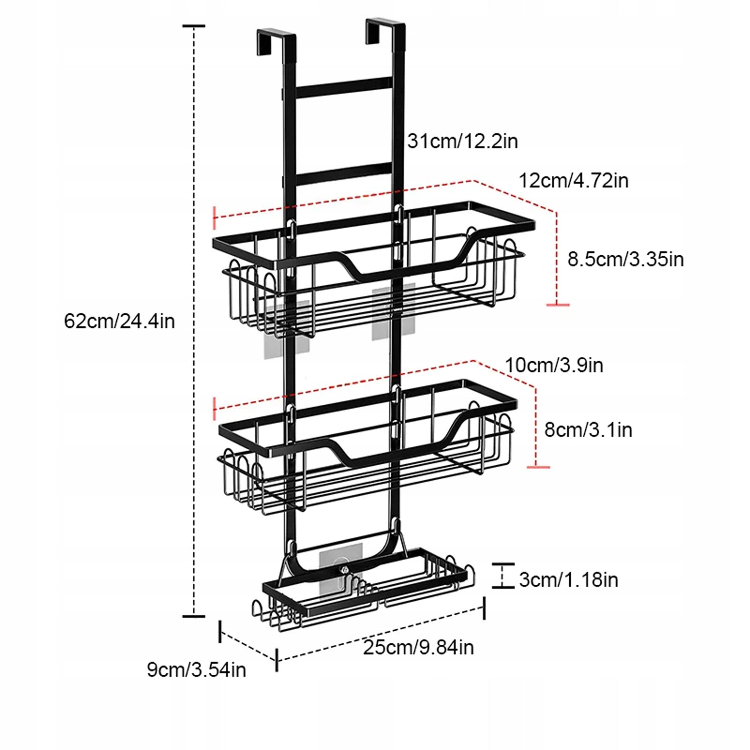 Bathroom Hanging Shower Shelf Hanging Metal For Window Manufacturer code czarne półki pod prysznic bez wiercenia