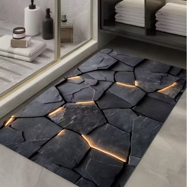 Bathroom Mat 80x50 Non-Slip Absorbent Soft Rug Stone Packaging status original