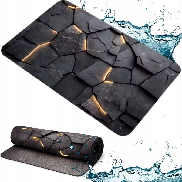 Bathroom Mat 80x50 Non-Slip Absorbent Soft Rug Stone
