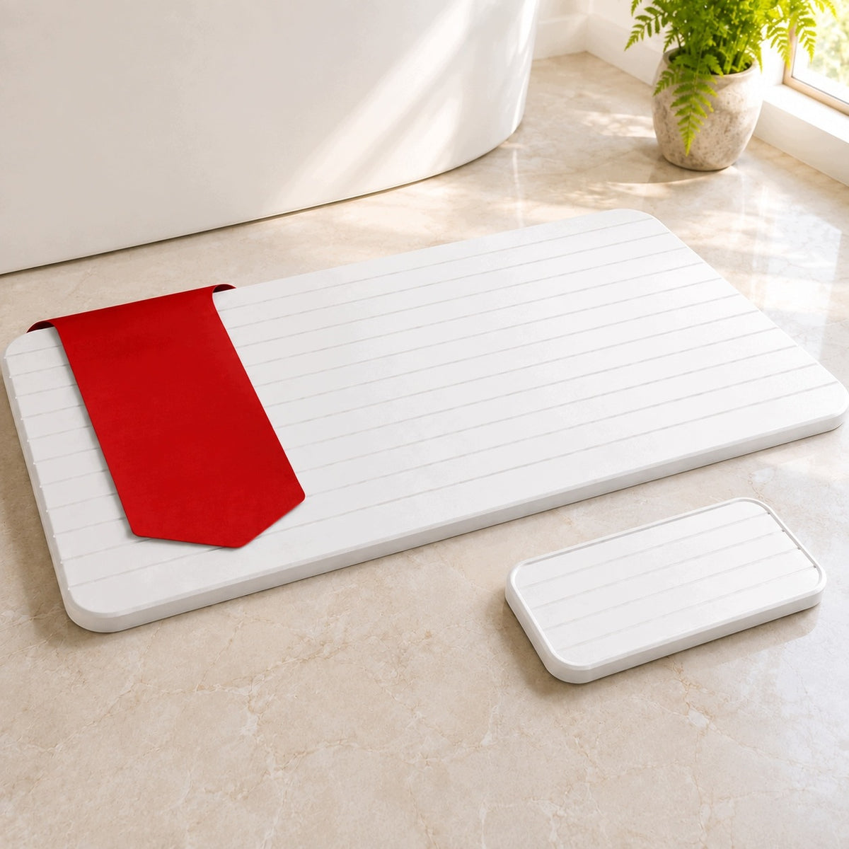 Bathroom Mat Diatomite QUICK-DRYING Stone 60x40 + Tray 20x10 cm