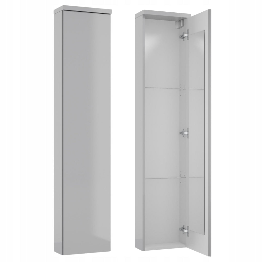 Bathroom Post Cabinet Hanging Bookcase 30 x 140 cm Grey Gloss Hanging
