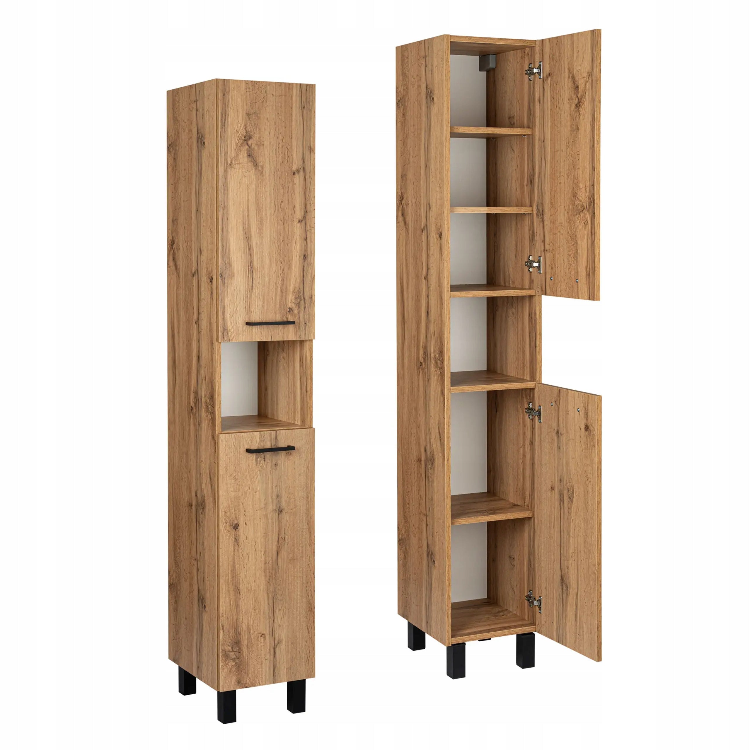 Bathroom Post Chimney High Standing Cabinet 30x180 Oak Wotan Shelves Door