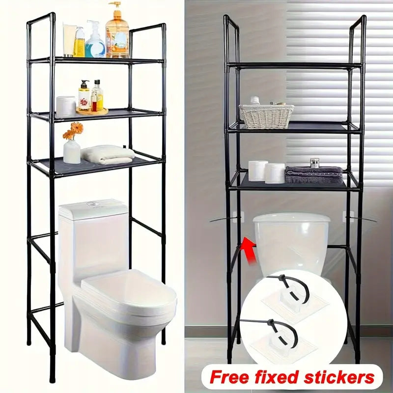 Bathroom Rack Over Toilet Shelf Rack Organizer 3 Level - Black Furniture color black