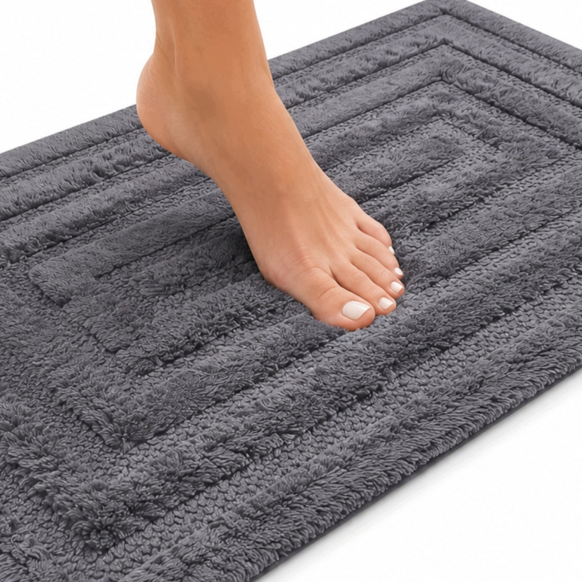 Bathroom Rug 50x80 GREY MAZE 100 % COTTON Absorbent THICK