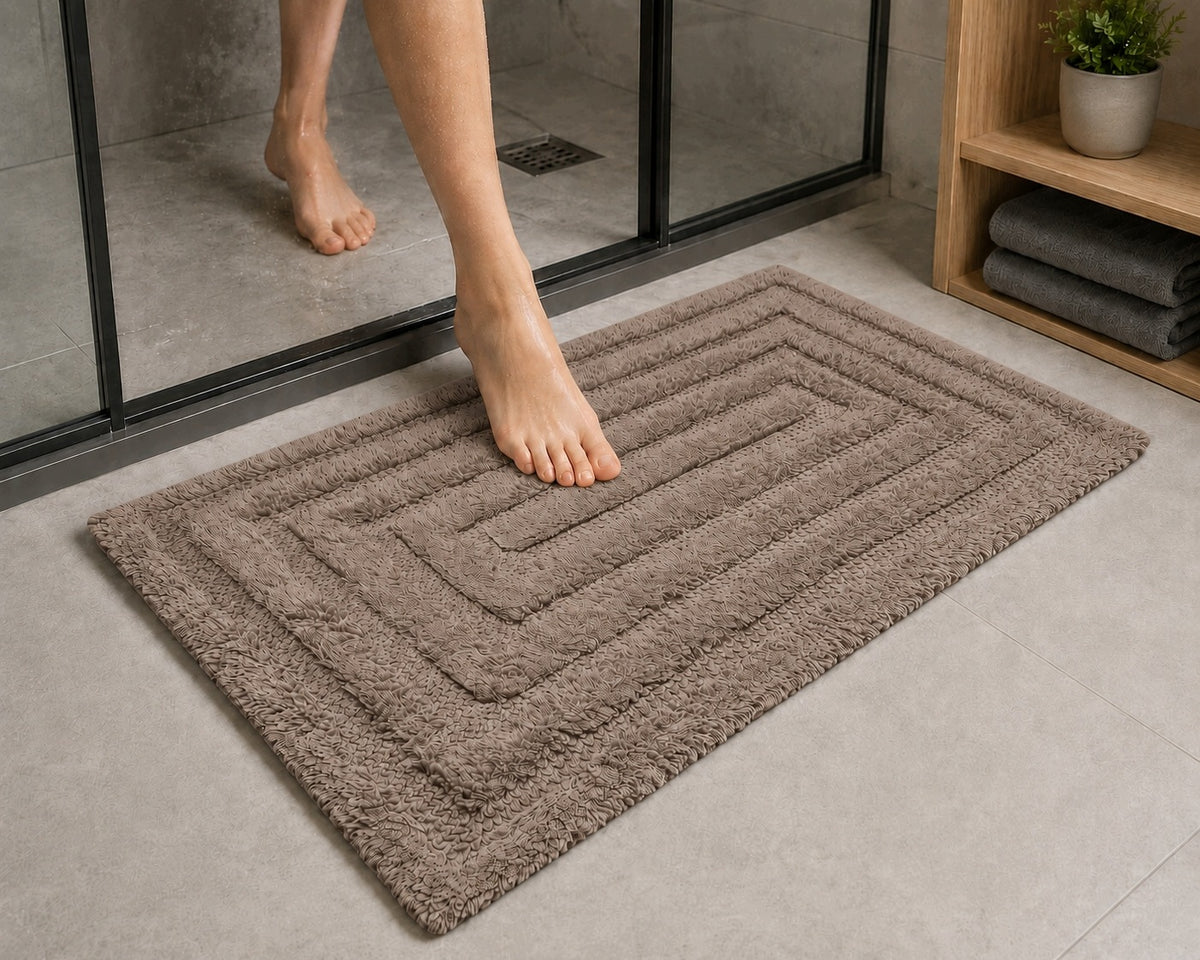 Bathroom Rug 60x100 Bronze MOCCA LABYRINTH 100 % COTTON Absorbent THICK Manufacturer code ES-231-60-100-MOCCA-LABIRYNT