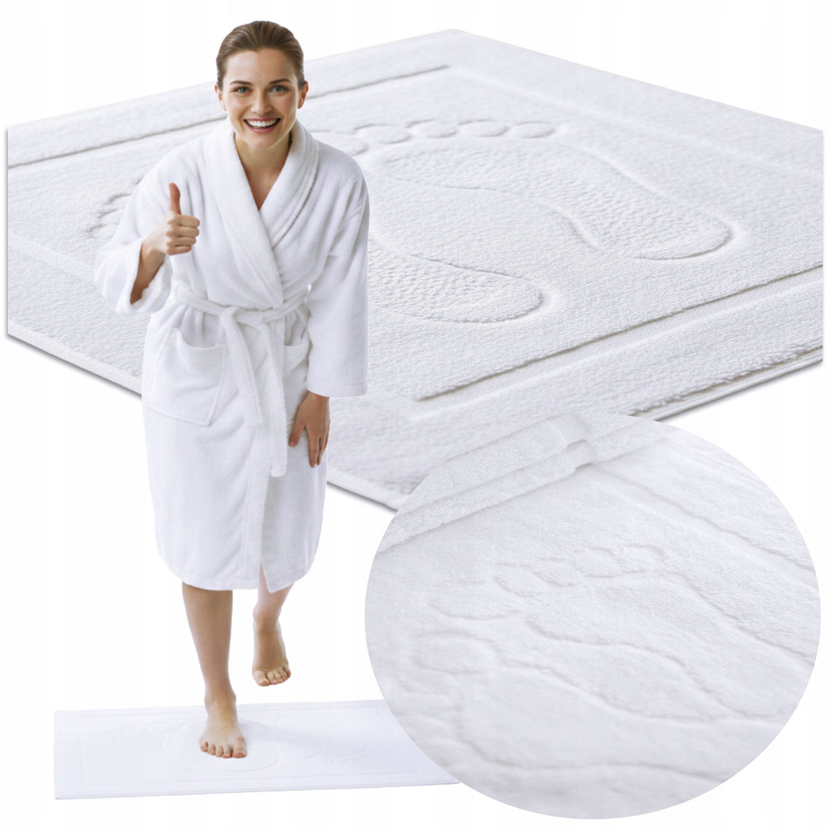 Bathroom Rug Anti-slip 50x70 Cotton 650g White Soft Pleasant