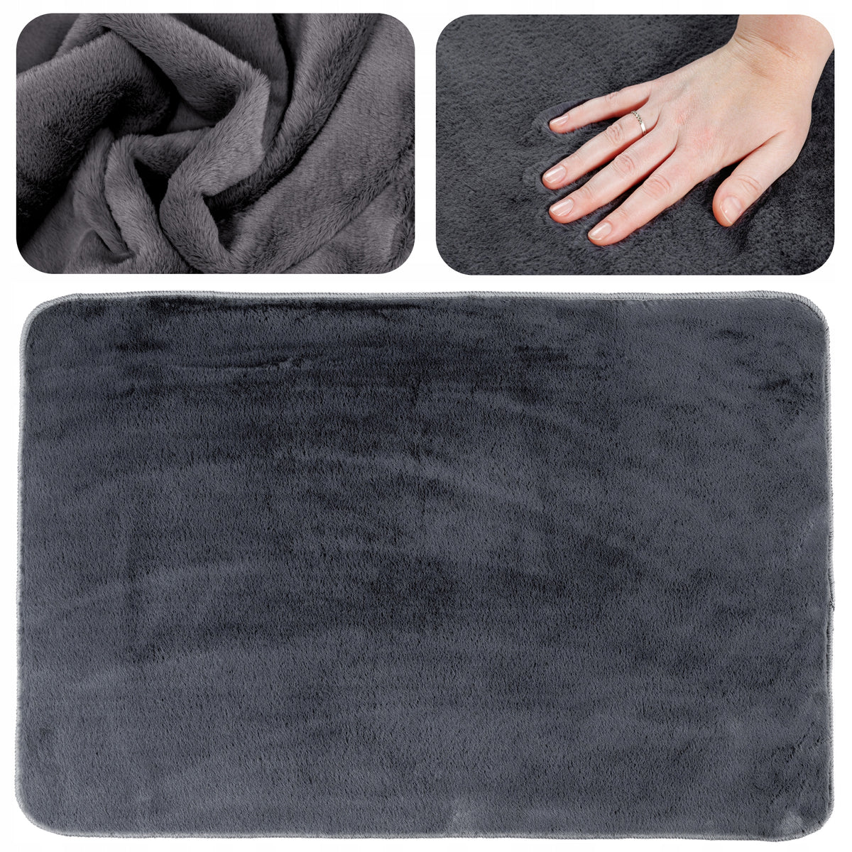 Bathroom Rug Anti-slip Soft Moonbeam 60×90cm Graphite DarianA Packaging status original