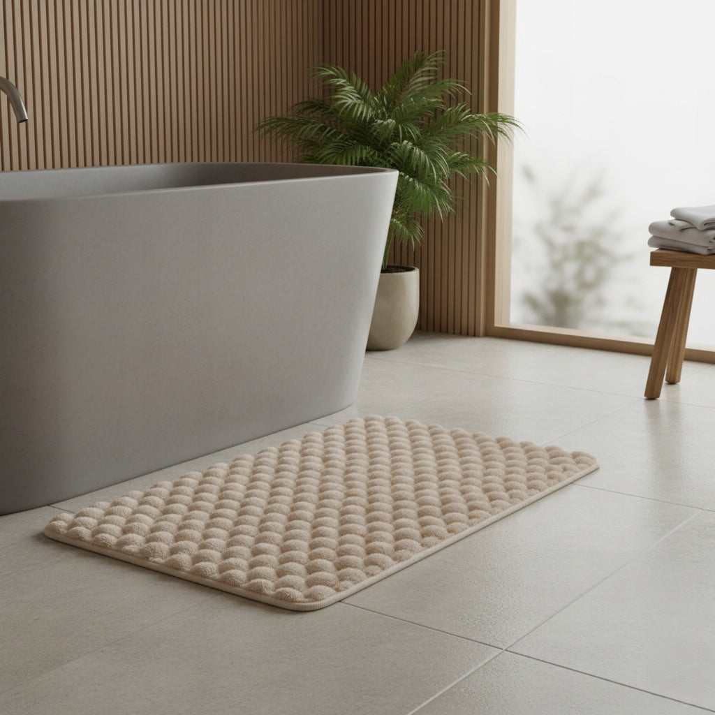 Bathroom Rug Cream 50x80 cm Decorative Rubber Bottom Soft for Home Manufacturer code AST232452-9