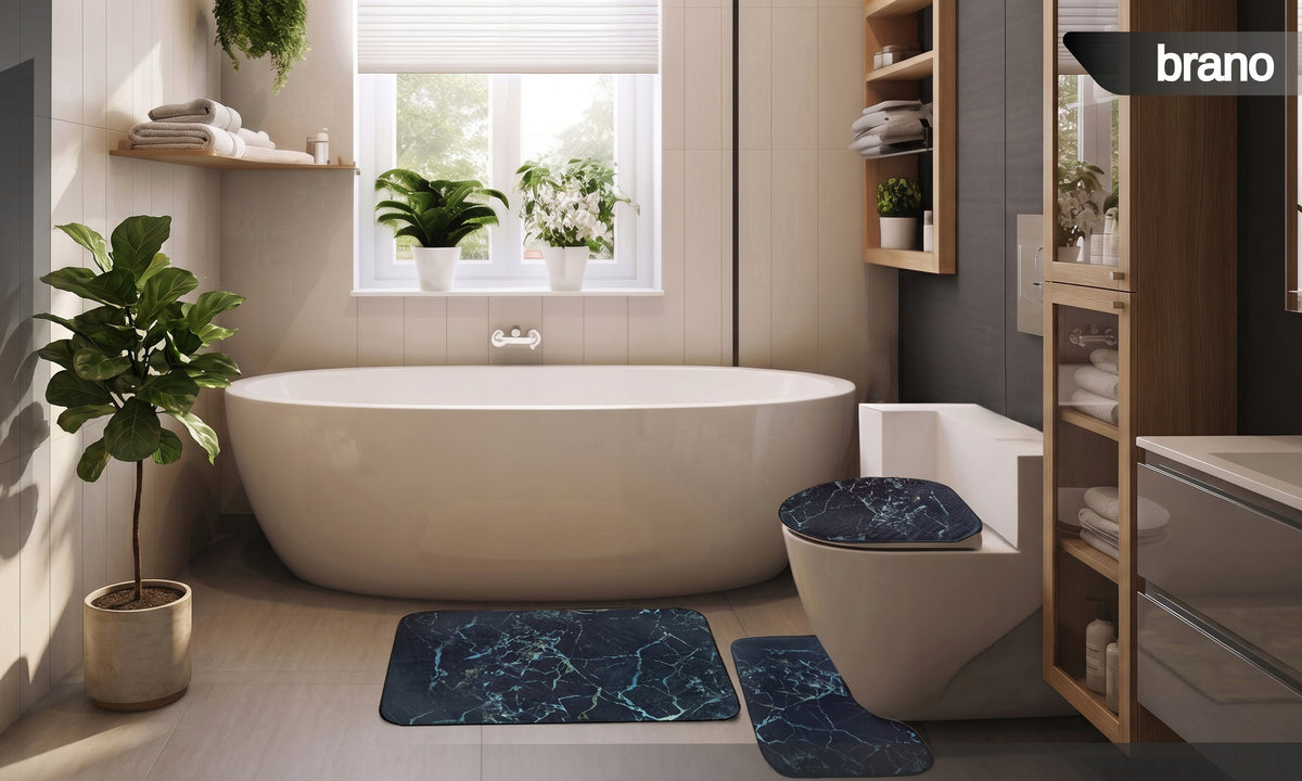 Bathroom Rug Mat SET 3in1 SET MARBLE SHOWER NON-SLIP Packaging status original
