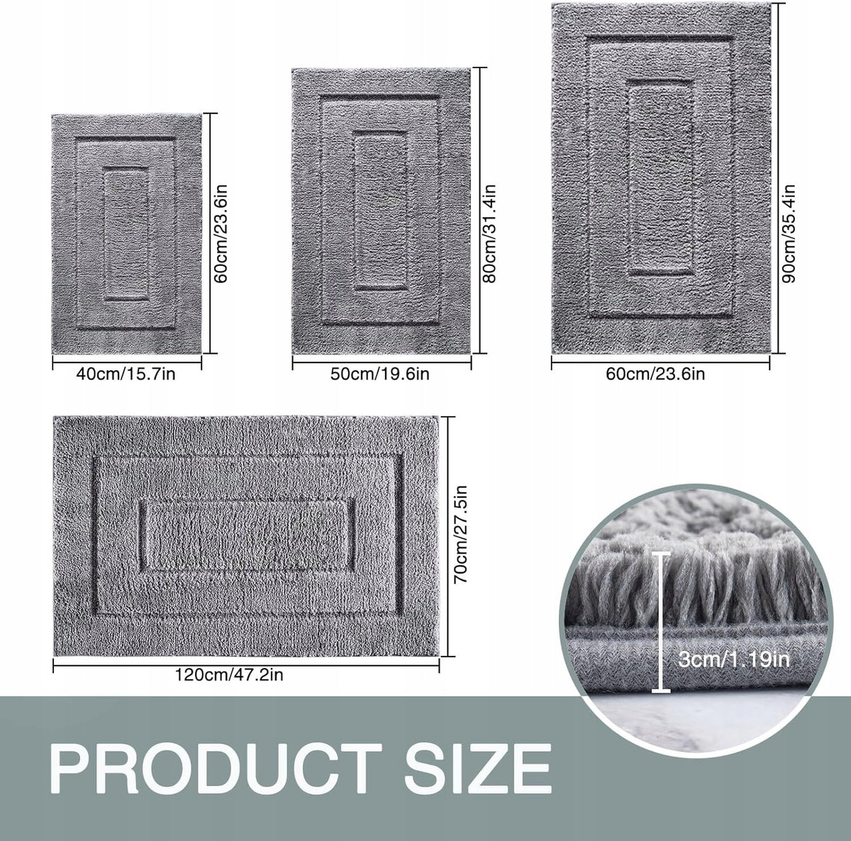 Bathroom Rug, Non-Slip, Washable, Soft Rug Packaging status original