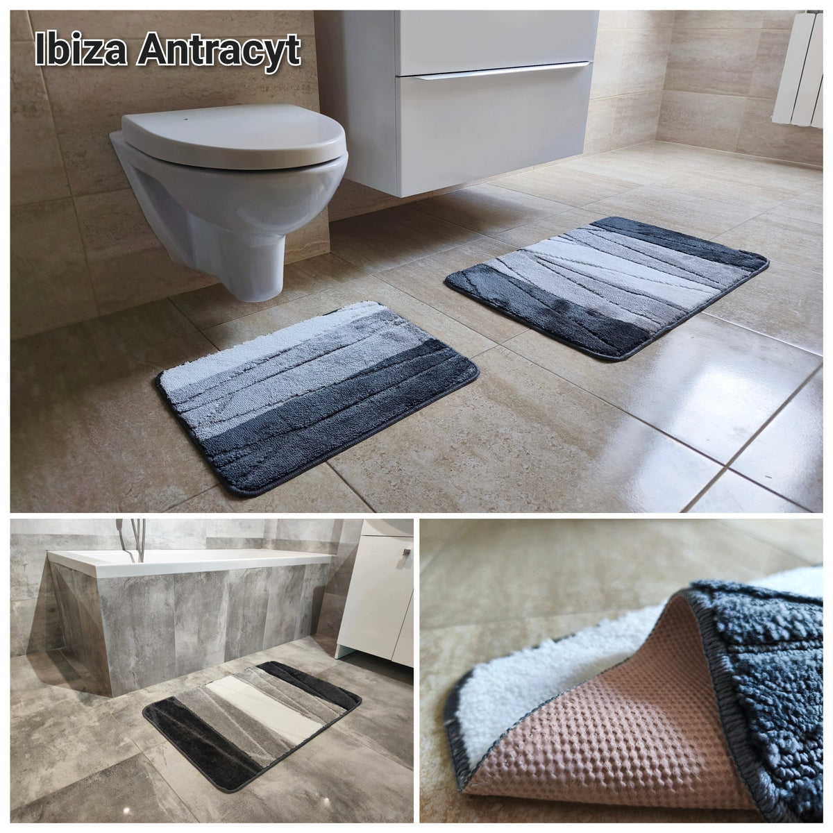Bathroom Rugs 2-Piece Quick Drying Non-Slip Soft Mix Packaging status original