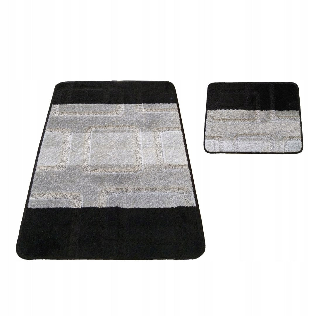 Bathroom Rugs for Toilet Set 2cz Rugs Grey Black Non-Slip