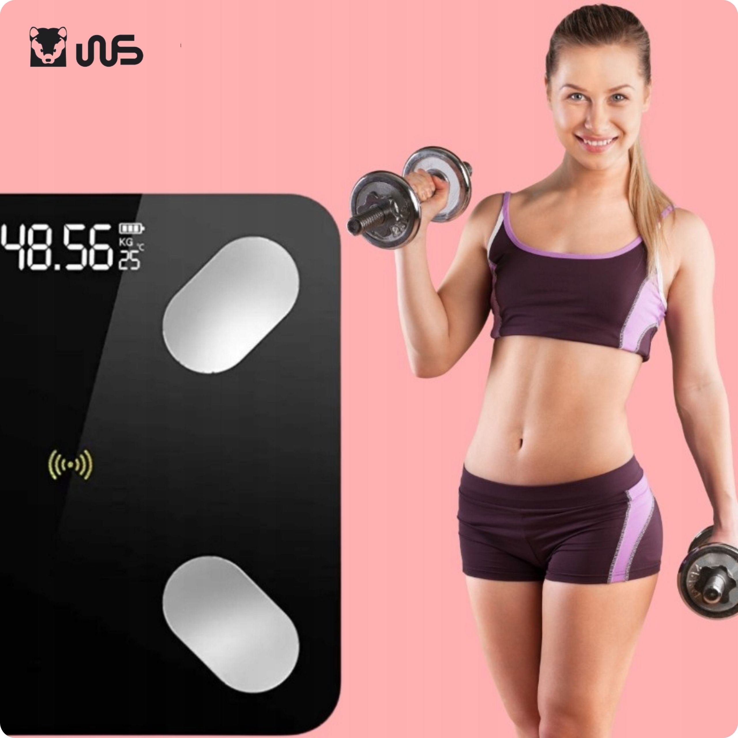 Bathroom Scale Analytical Bluetooth USB App 180kg Black Manufacturer code Waga Bluetooth do łazienki USB OKOK
