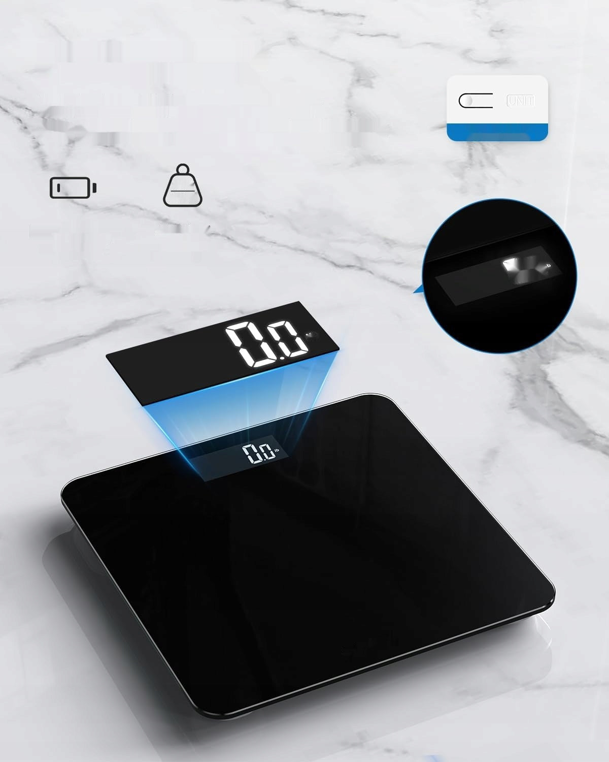 Bathroom Scale Digital LED Accurate Up to 180 kg Tempered Glass Brand Renpho