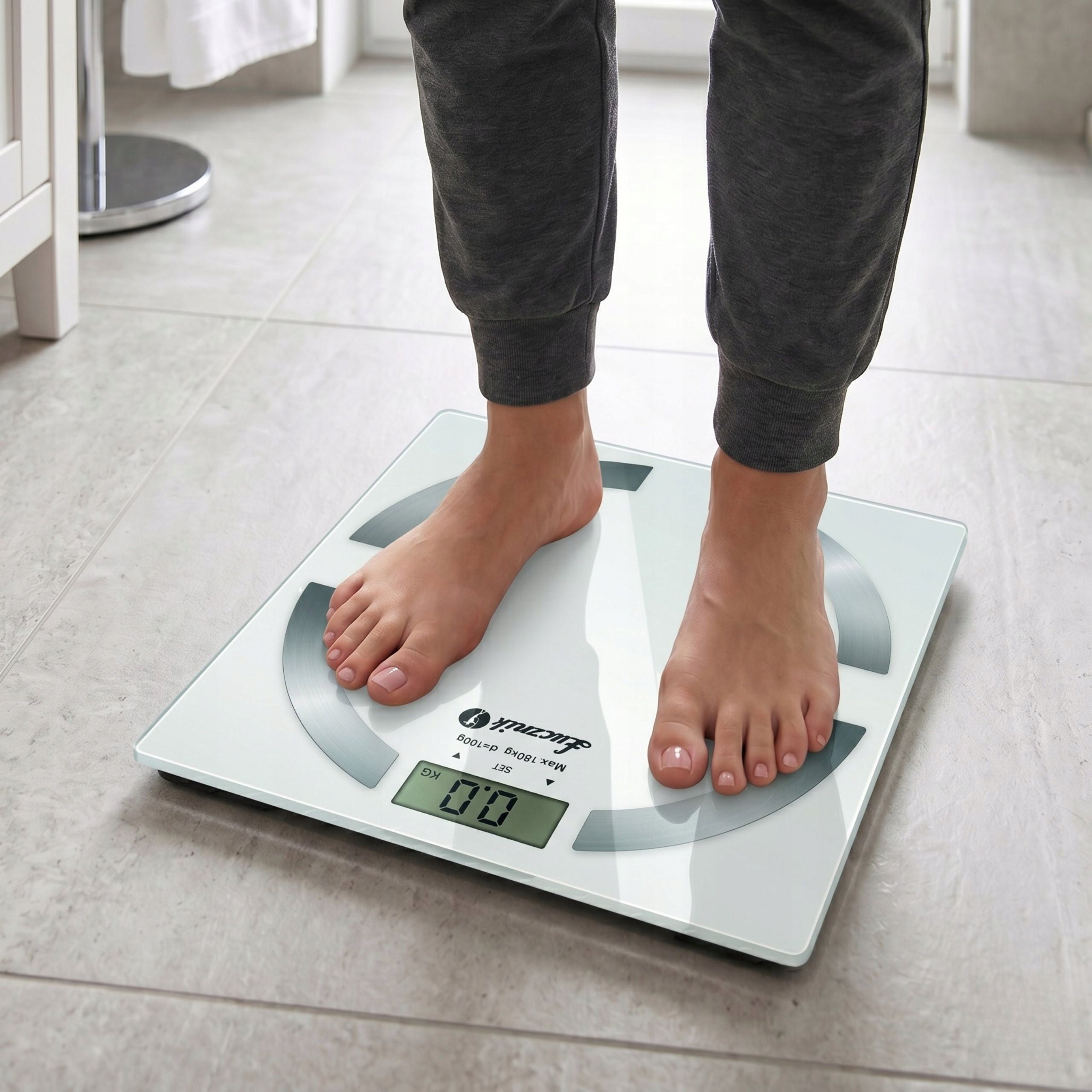 Bathroom Scale Electronic Analytical Łucznik 180kg BMI White + BATTERIES Manufacturer code BS-11 A