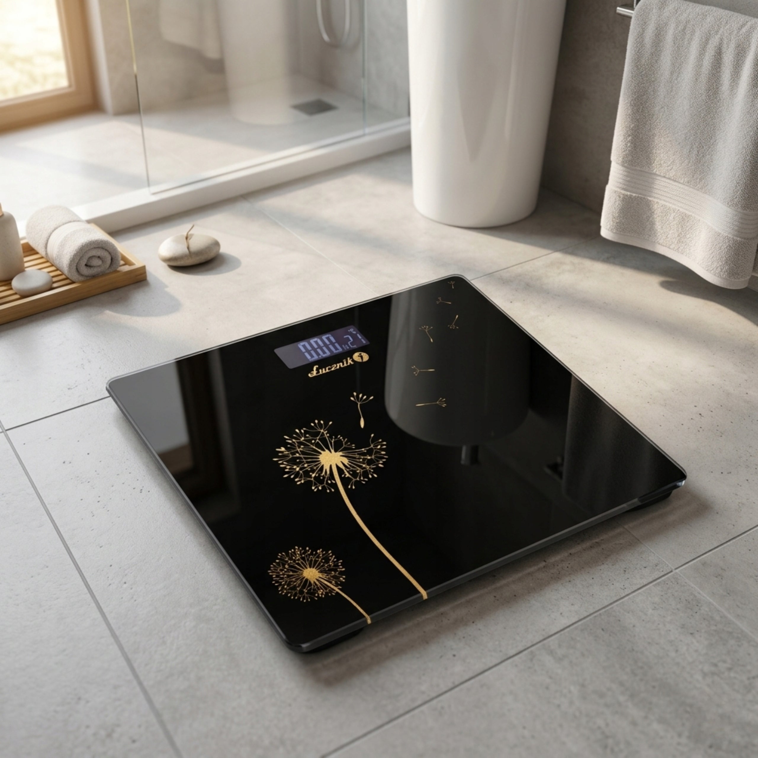 Bathroom Scale Electronic Glass Accurate Łucznik Black 150kg BATTERIES Packaging status original
