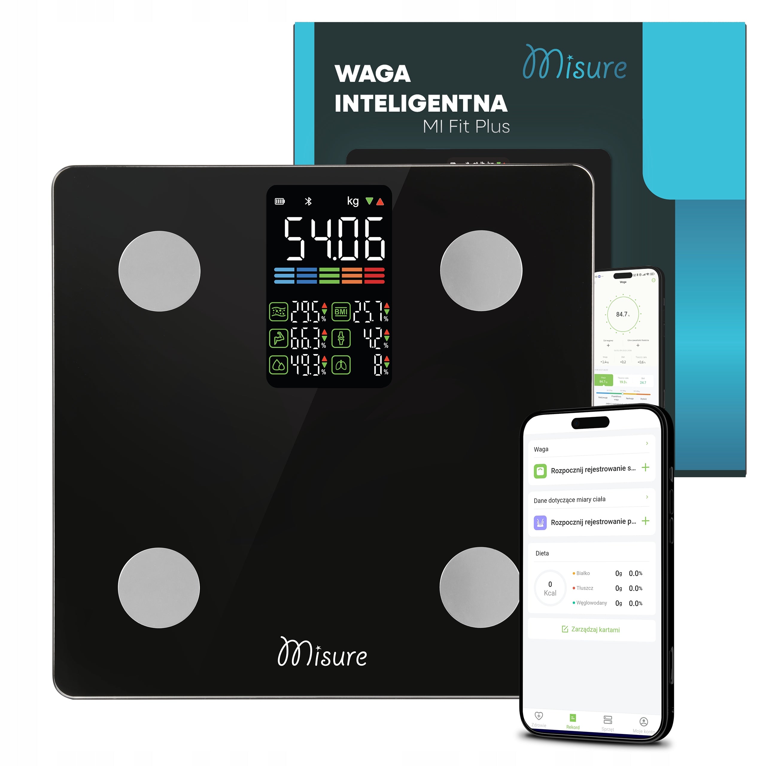 Bathroom Scale MISURE Analytical Electronic 226 kg 25 Parameters BMI Packaging status original