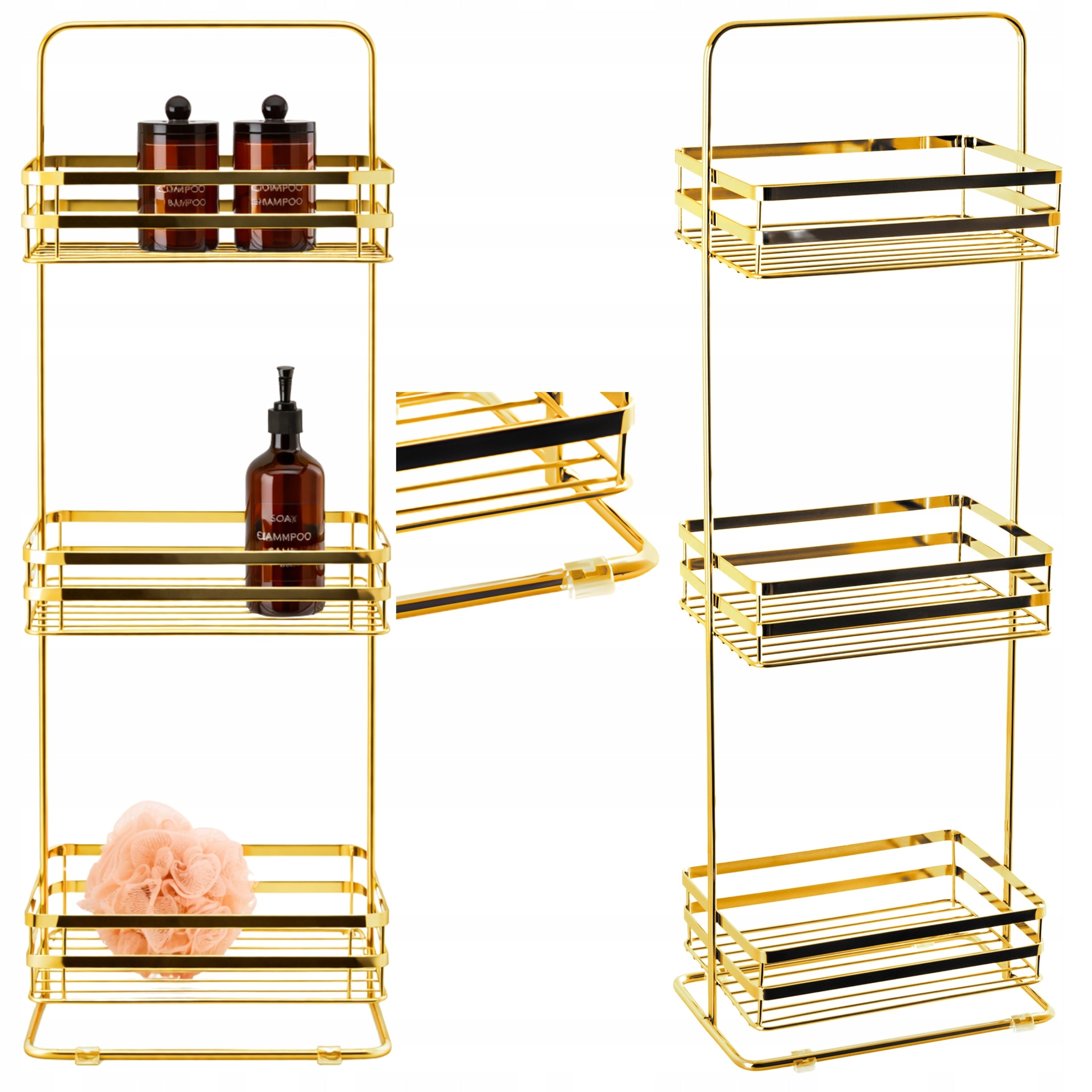 Bathroom Shelf Bathroom Rack Standing Metal Steel Gold