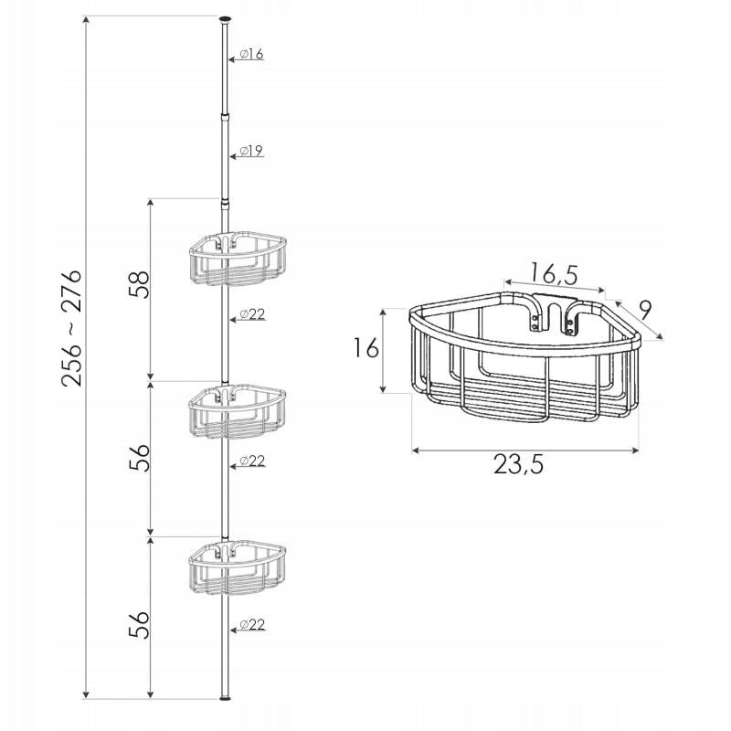 Bathroom Shelf STAINLESS Corner Telescopic Shower Shelf for Bathroom Manufacturer code CH.ALUMA-BLK