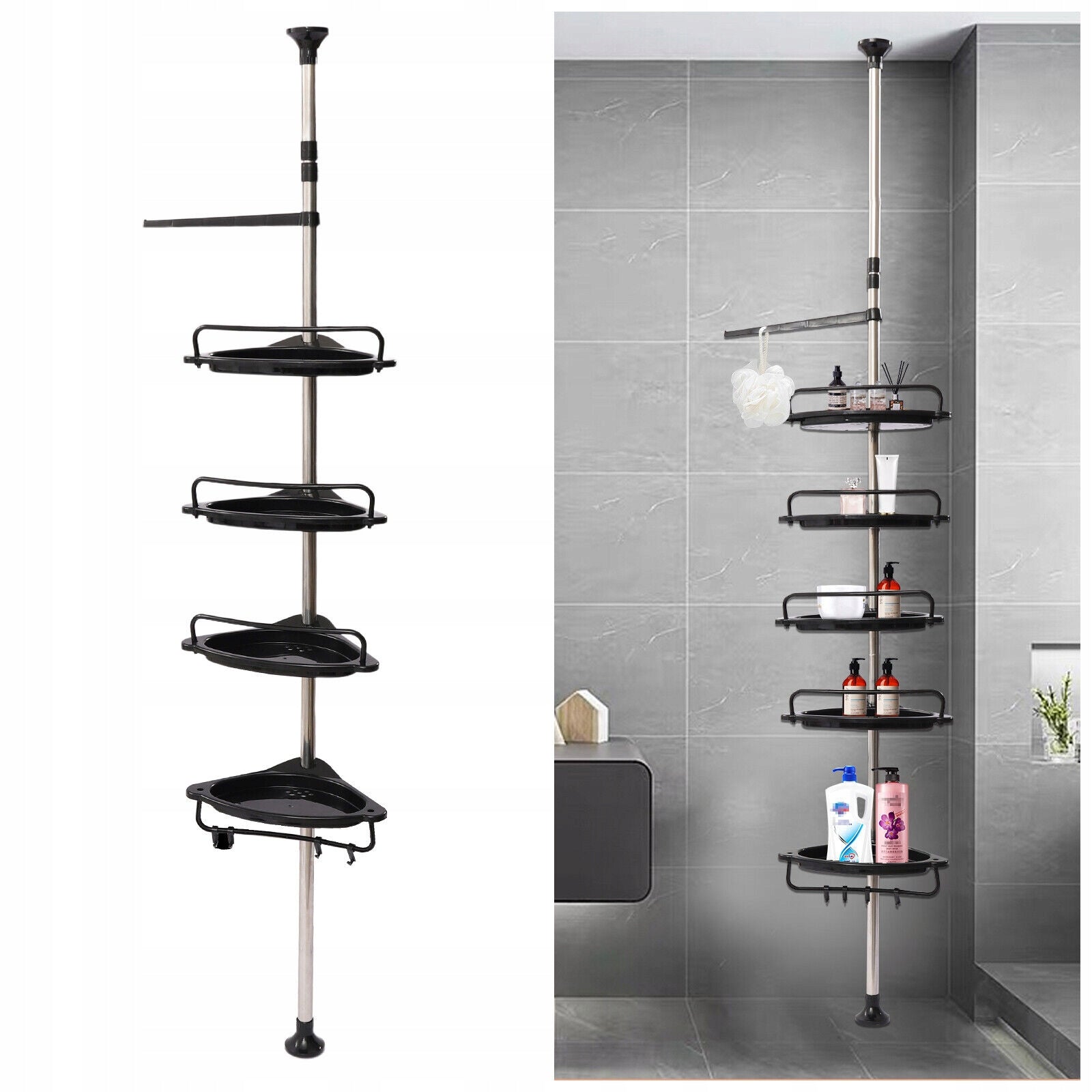 Bathroom Shelf Telescopic Corner Shower Adjustable 4 Shelves Strong Packaging status original