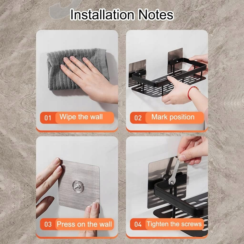 Bathroom Shower Shelf Black Loft Without Drilling 30cm 2 pcs Furniture height 6 cm
