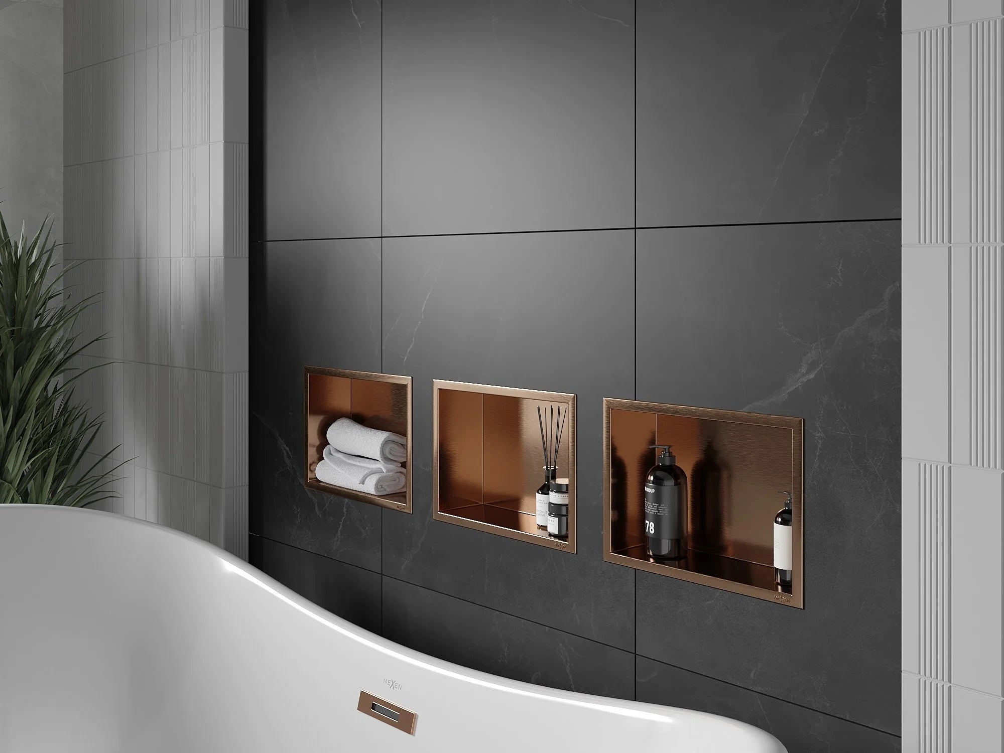 Bathroom Shower Shelf Flange 30x20 Mexen X-Wall Copper Packaging status original