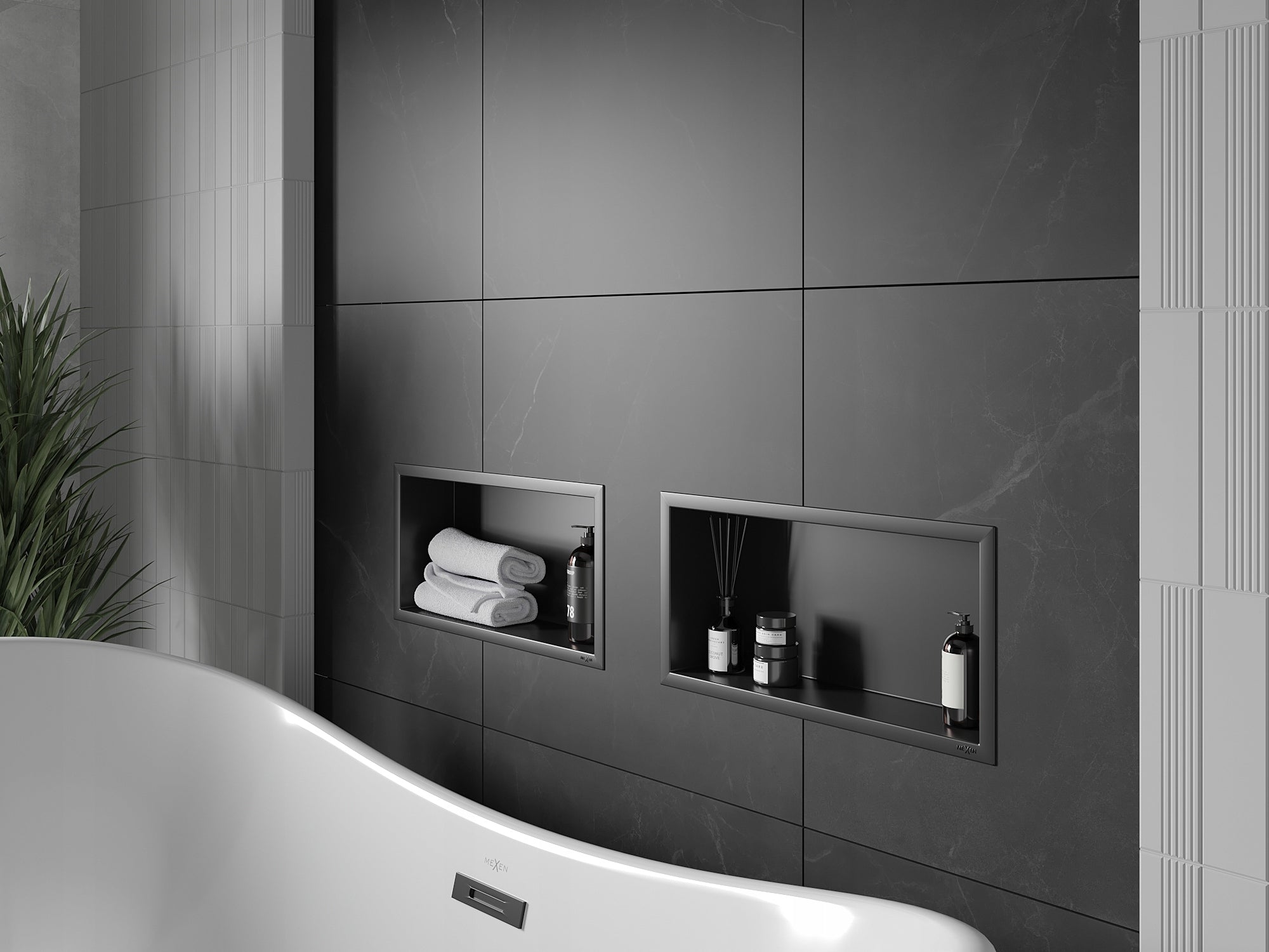 Bathroom Shower Shelf Flange 45x20 Mexen X-Wall-R Black Brand Mexen