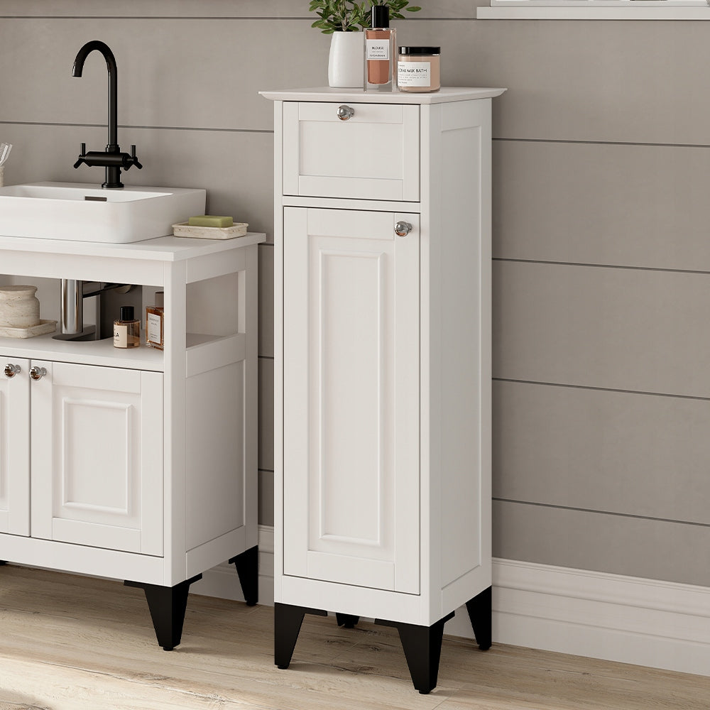 Bathroom Vanity Cabinet, White, 32 x 92 cm with Drawer, Vicco Front color white