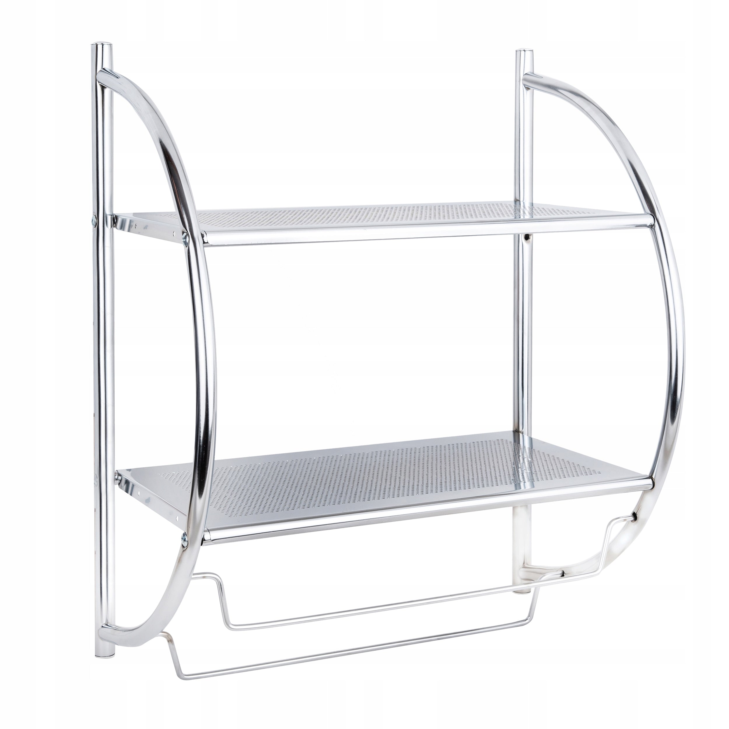 Bathroom Wall Shelf Hanging Chrome 2 Levels Towel Bar AWD