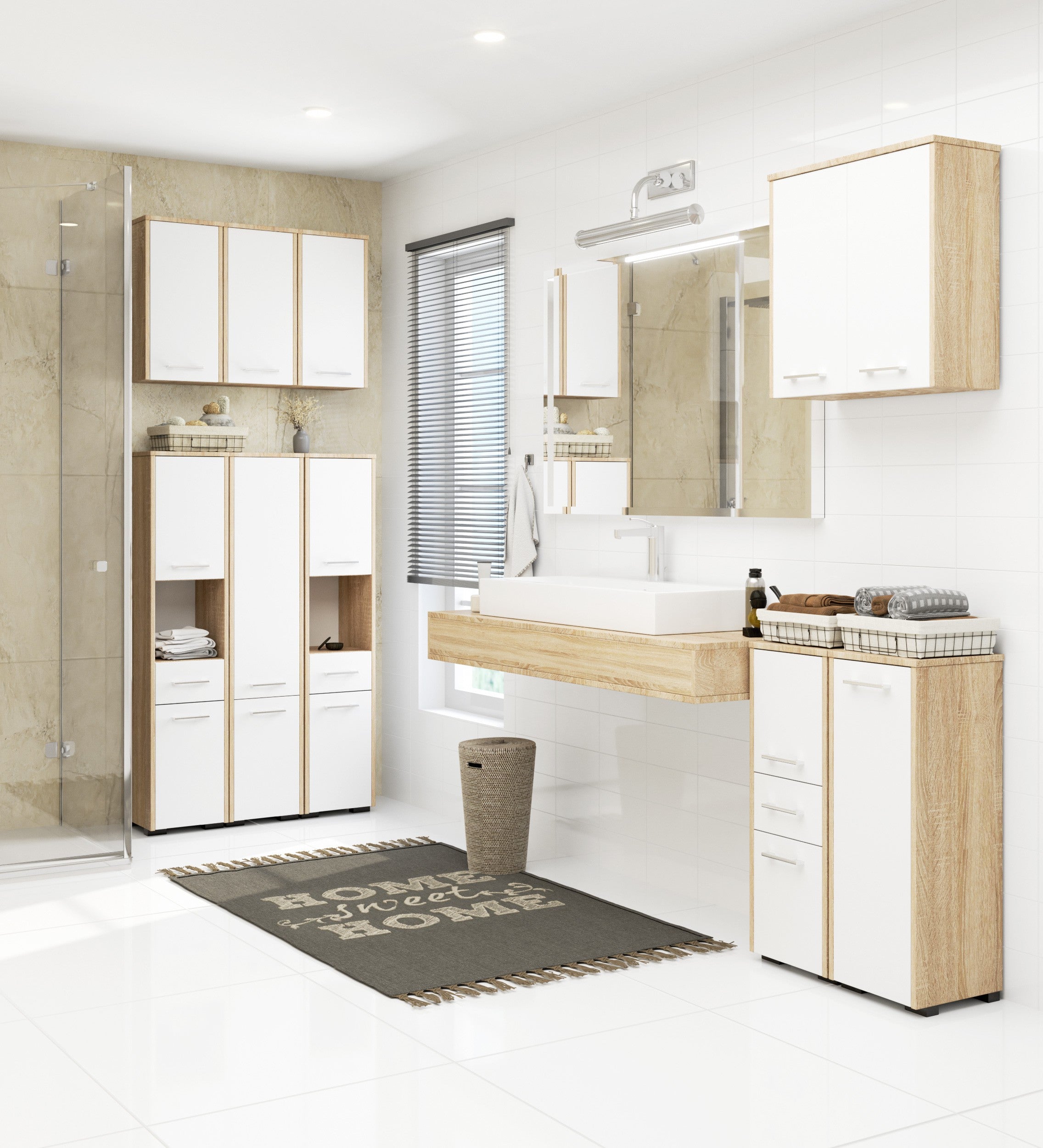 Bathroom cabinet 1 drawer sonoma oak white 85 Manufacturer code BADEZIMFIN2D1SZ85SONWEISSPK