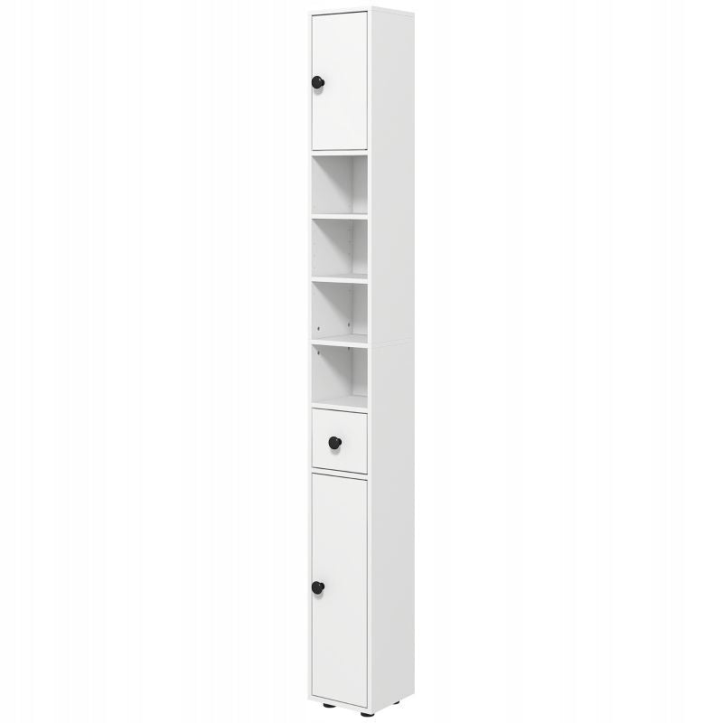 Bathroom cabinet narrow white 20x20x180cm with drawer