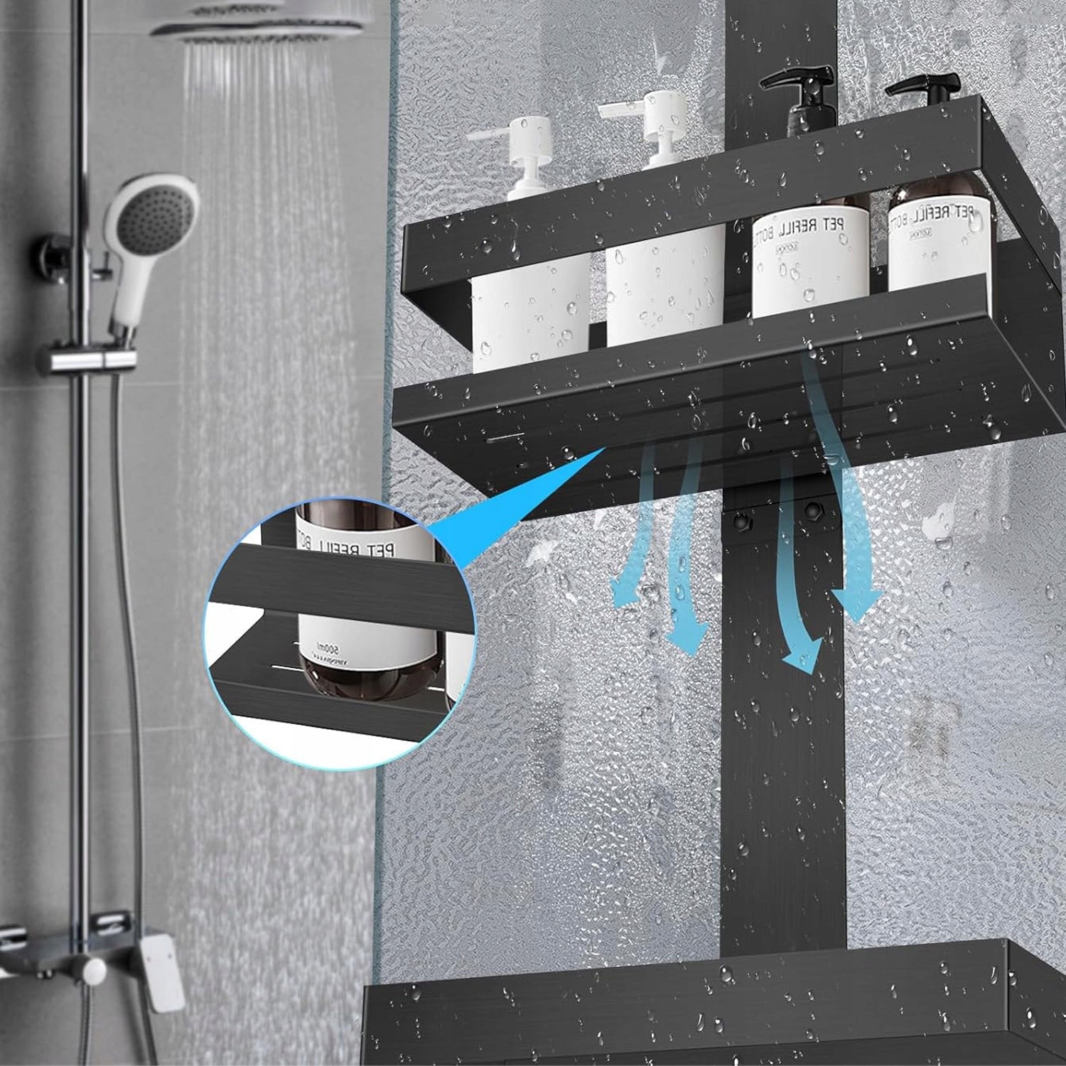 Bathroom hanger with shelf organizer hanging for cabin black loft black Brand no brand
