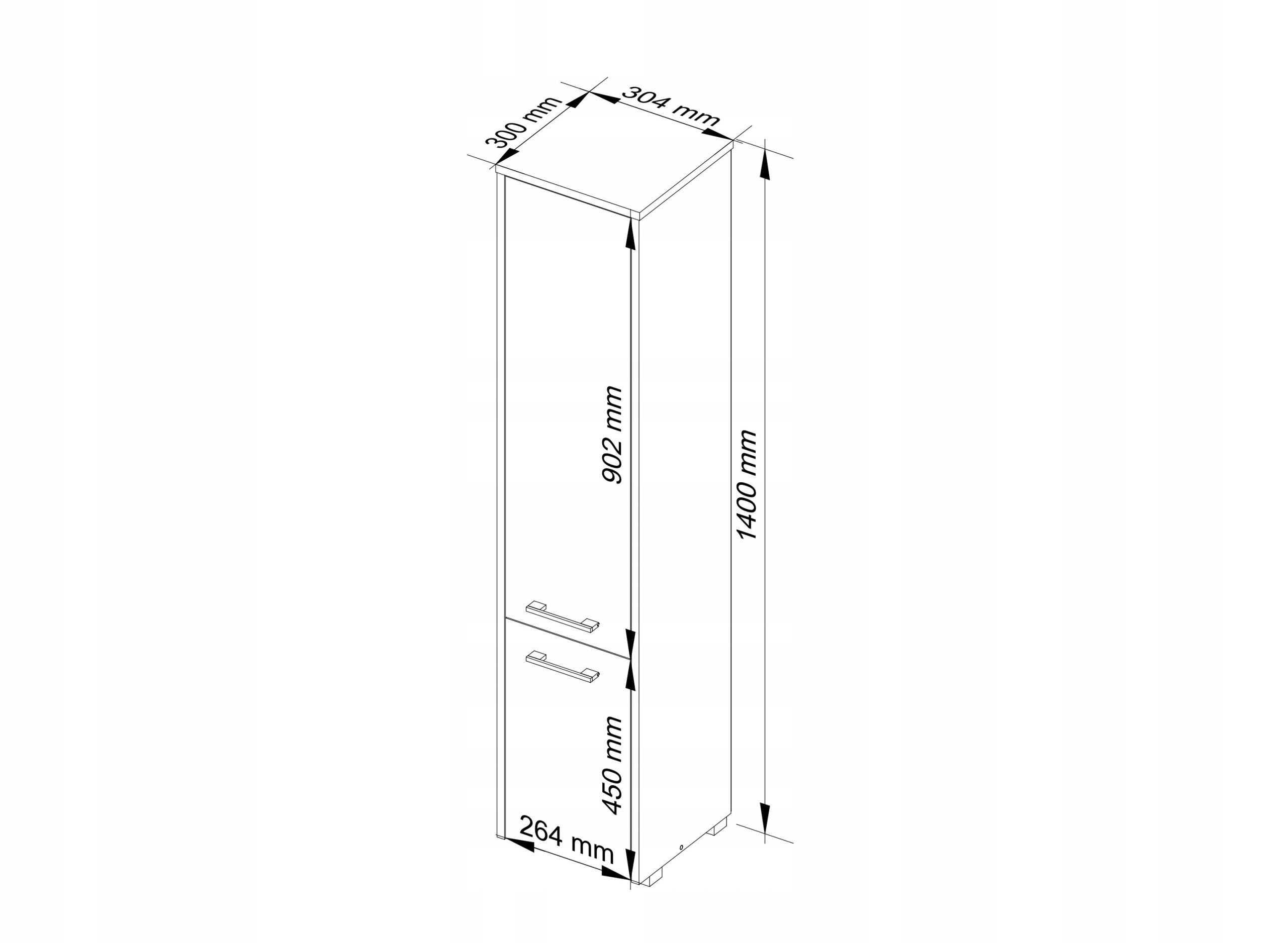 Bathroom post FIN 140 cm bookcase for bathroom 2 doors 5 shelves Sonoma Oak Brand Akord