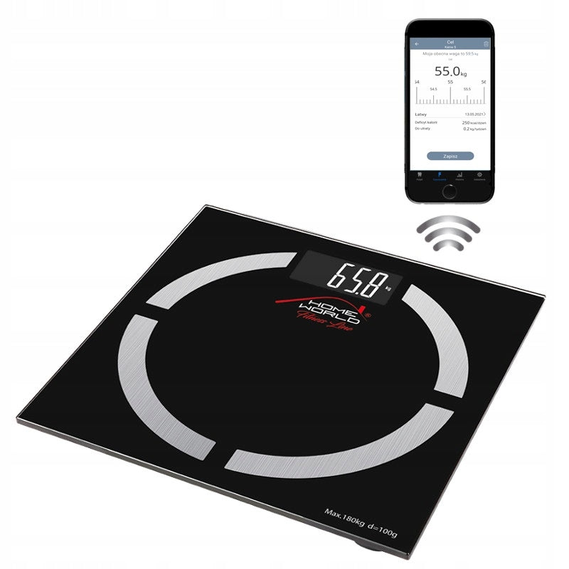 Bathroom scale ANALYTICAL electronic 180kg glass SMART 12in1 TECH-MED